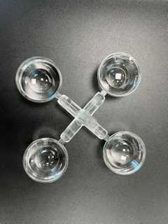 Injection Mold for Transparent Optical Component with Four Circular Lens - Shaped Cups