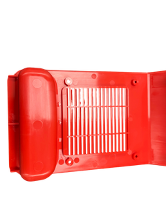 Precision Injection Molded Red Plastic Housing Assembly for Electrical & Industrial Equipment